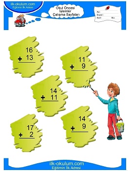 Çocuklar İçin toplam işlemi yaprak testleri 